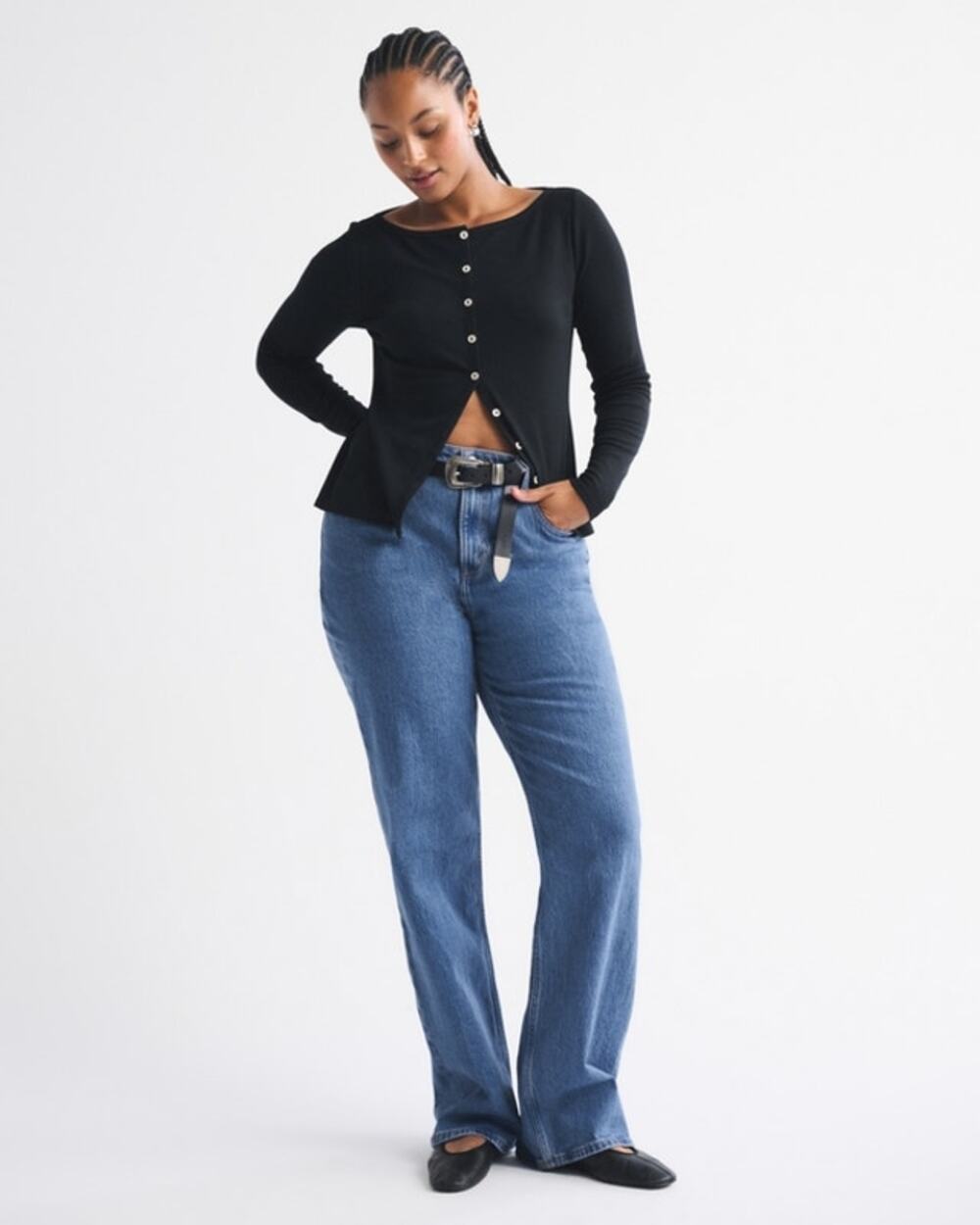 Abercrombie & Fitch Curve Love The 90s Relaxed High Rise Jean 31 x34 Medium Blue